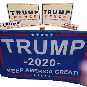 NEW Trump 2020 Flag Banner Keep America Great,4 Pence Sign Political Memorabilia